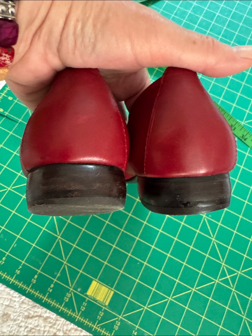 Anne Klein Red Flats Leather Square Toe Block Heel Comfort Loafter Sz 8.5 - Picture 13 of 13